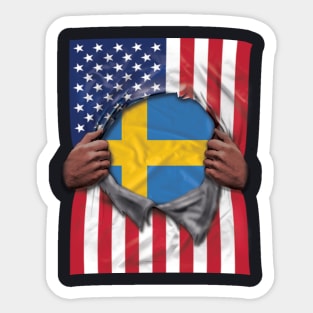 Sweden Flag American Flag Ripped - Gift for Swede From Sweden Sticker